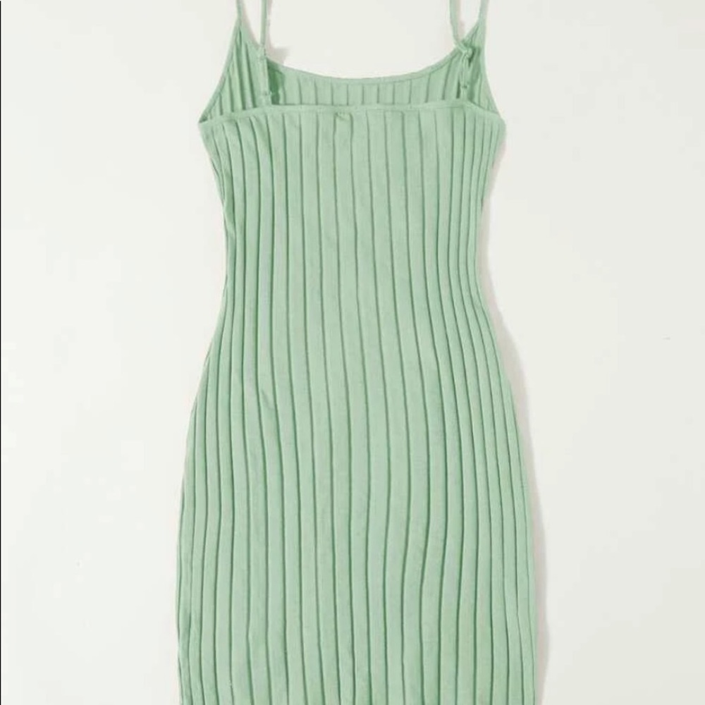 Cute ribbed green mini dress